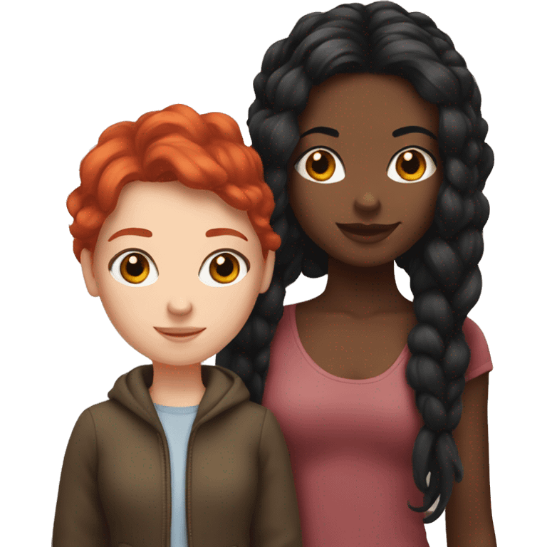 Red hair girl and black hair girl  emoji