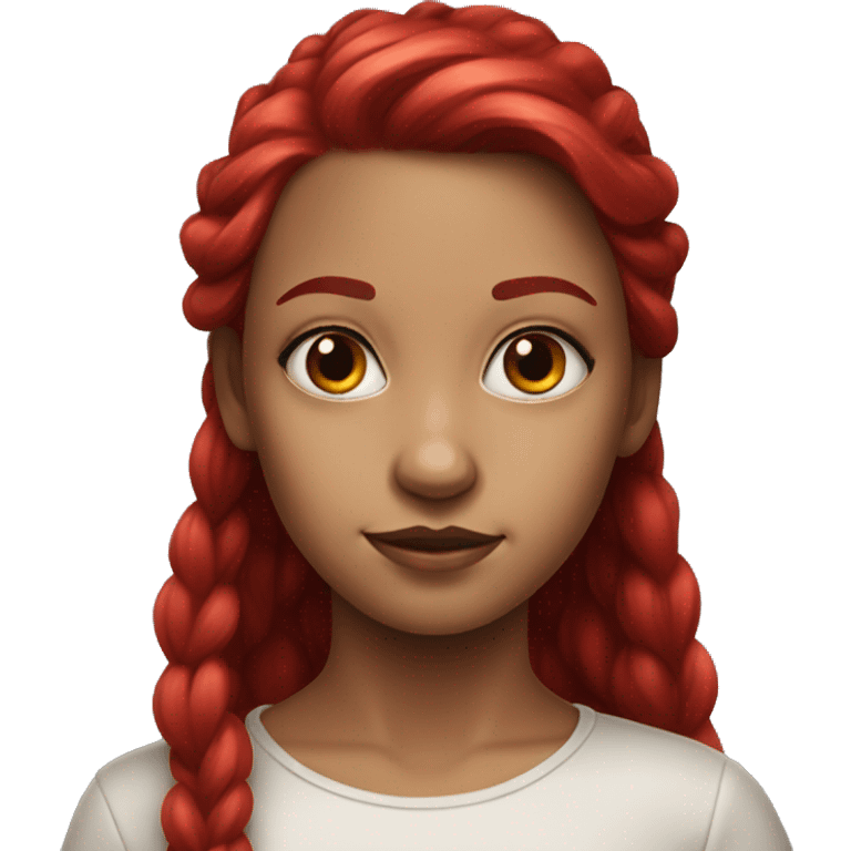 realistic portrait of girl with red powers emoji