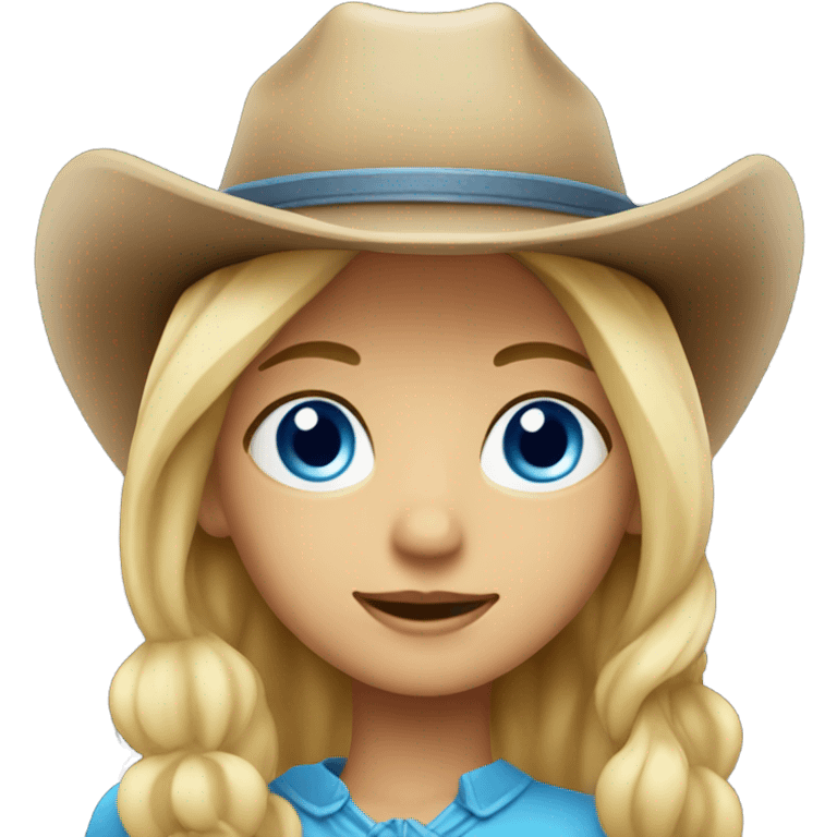 blonde girl with blue eyes cow boy hat emoji