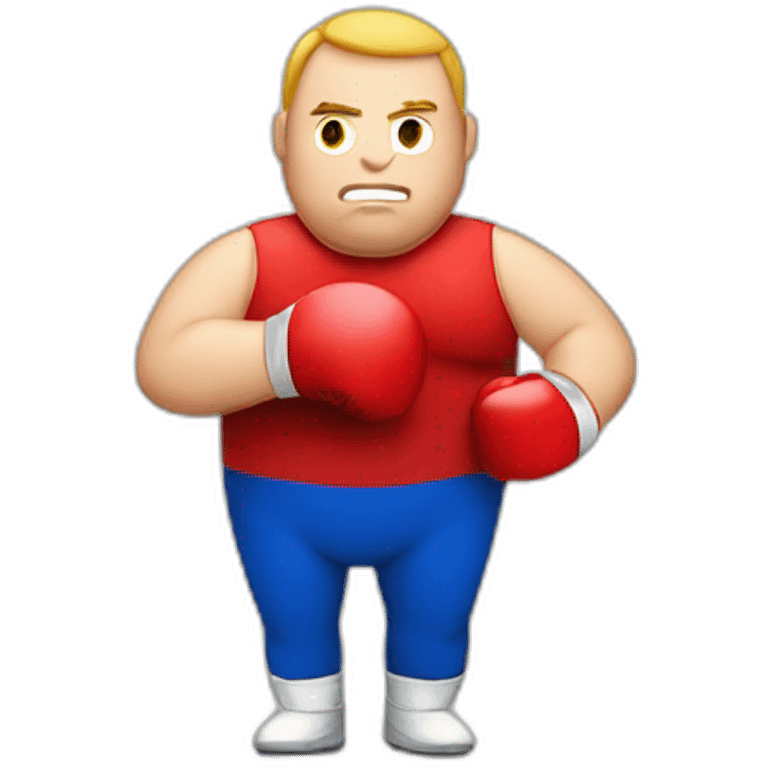 fat boxing caucasian man with red gloves emoji