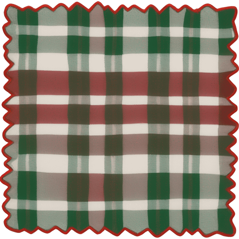 White folded blanket with red and green plaid emoji