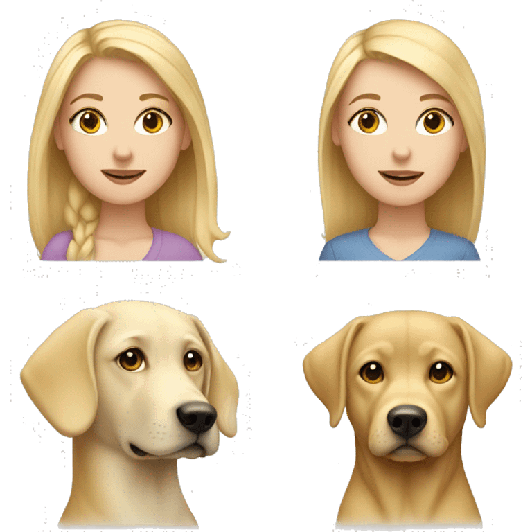 a white girl with blonde hair and a yellow lab emoji