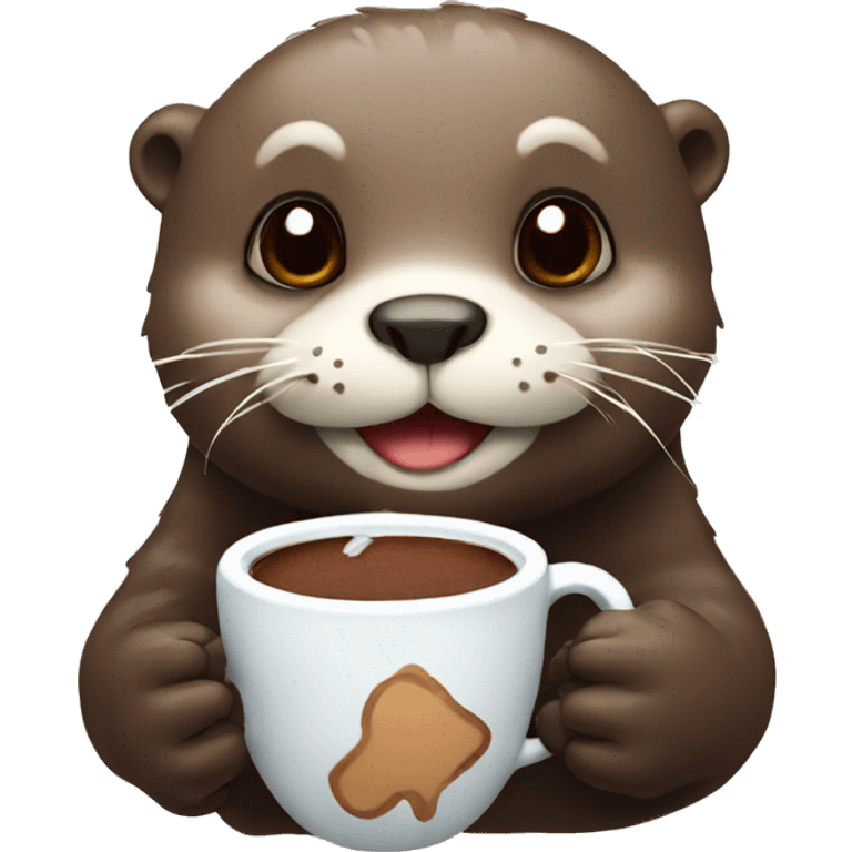 Otter with hot chocolate in its paws emoji