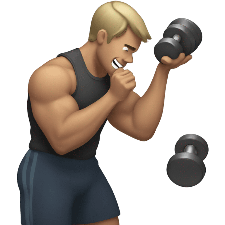 person attending a phone call with one hand and lifting a dumbbell with the other emoji