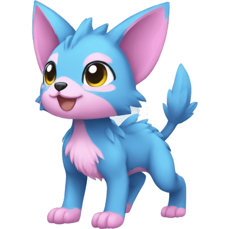 Cute cool blue pink animal hybrid Fakemon full body emoji