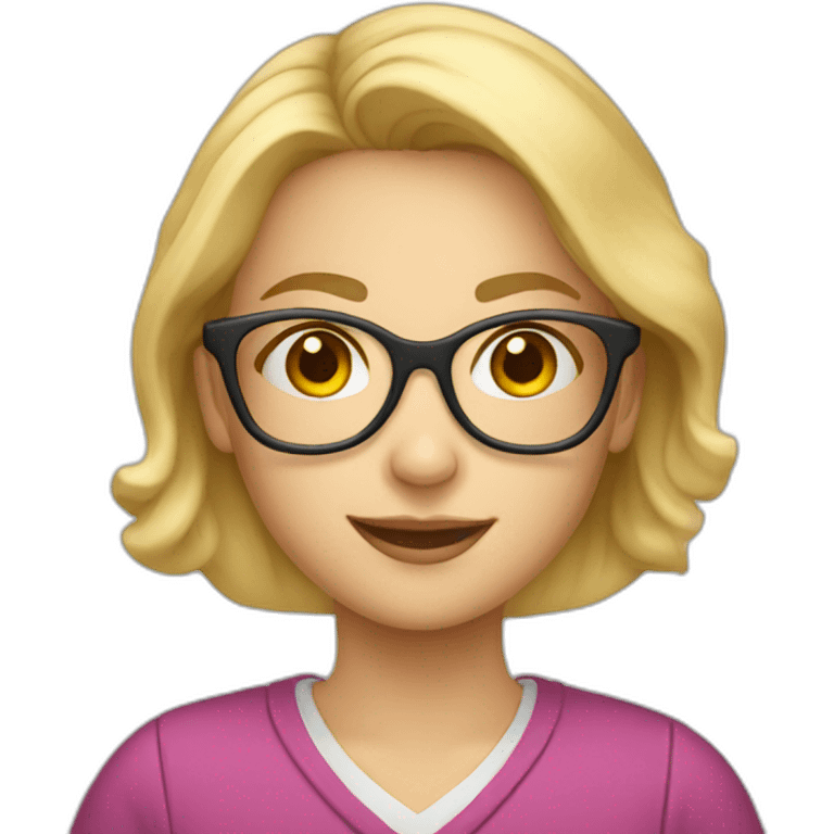 Blonde young elementary school teacher with glasses emoji