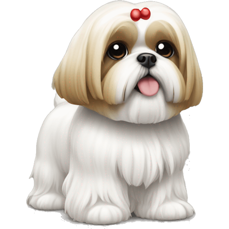 Christmas gold and white Shih Tzu  emoji