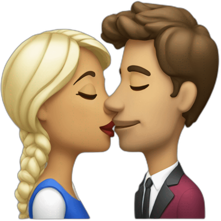 two face Colombian woman kissing french man emoji