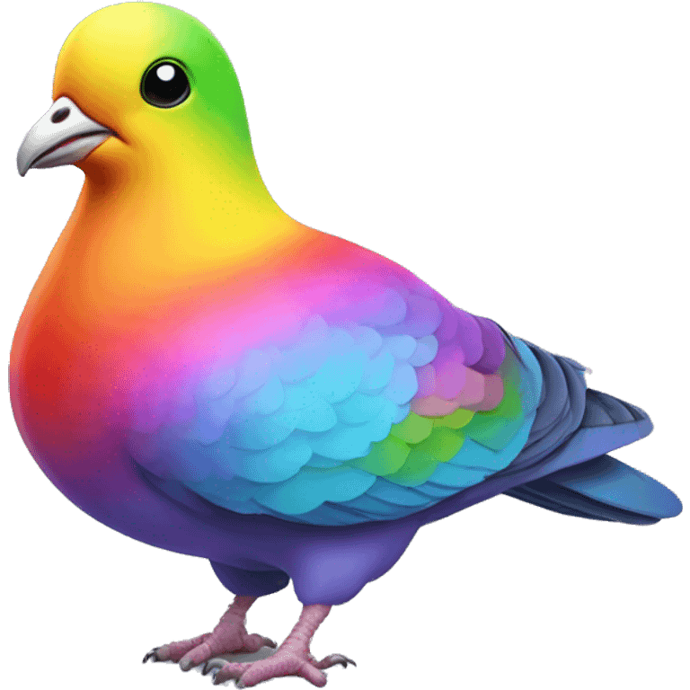 Rainbow pigeon doing somersaults emoji