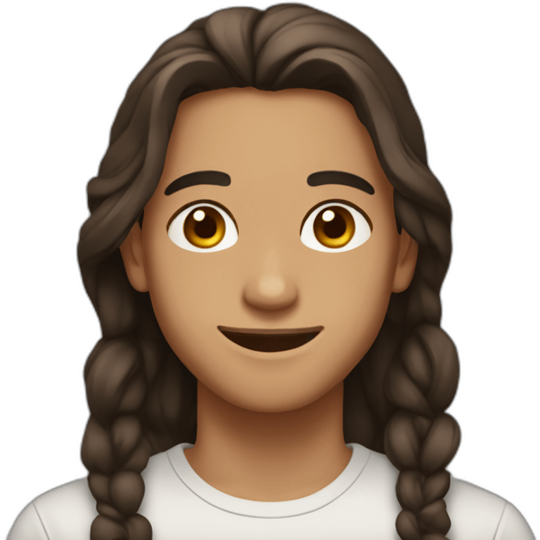 An Maghreb teenager with a middle part and brown hair. He smile and has a clear complexion. emoji