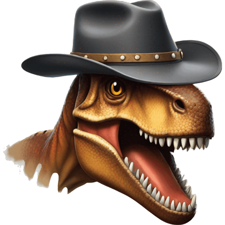 tyrannosaurus rex with a cowboy hat emoji