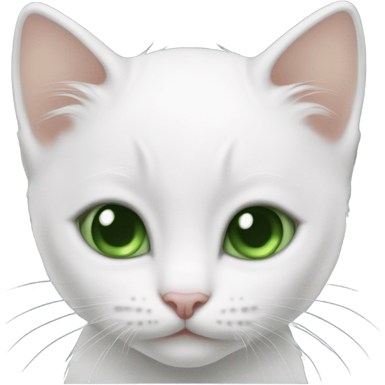 white kitten with green eyes emoji