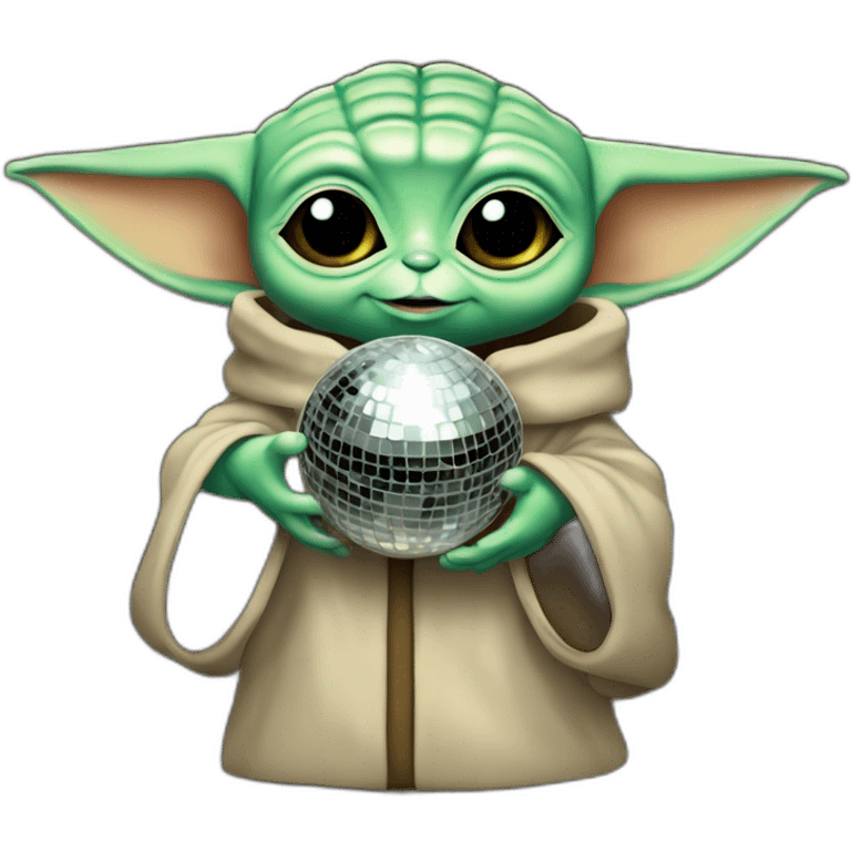 Baby yoda holding a disco ball emoji