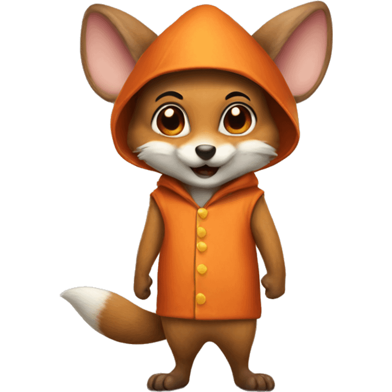 a mouse in a costume of a Fox emoji