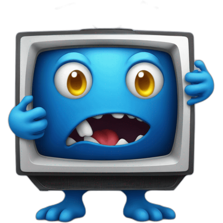 blue monster coming out of a tv emoji