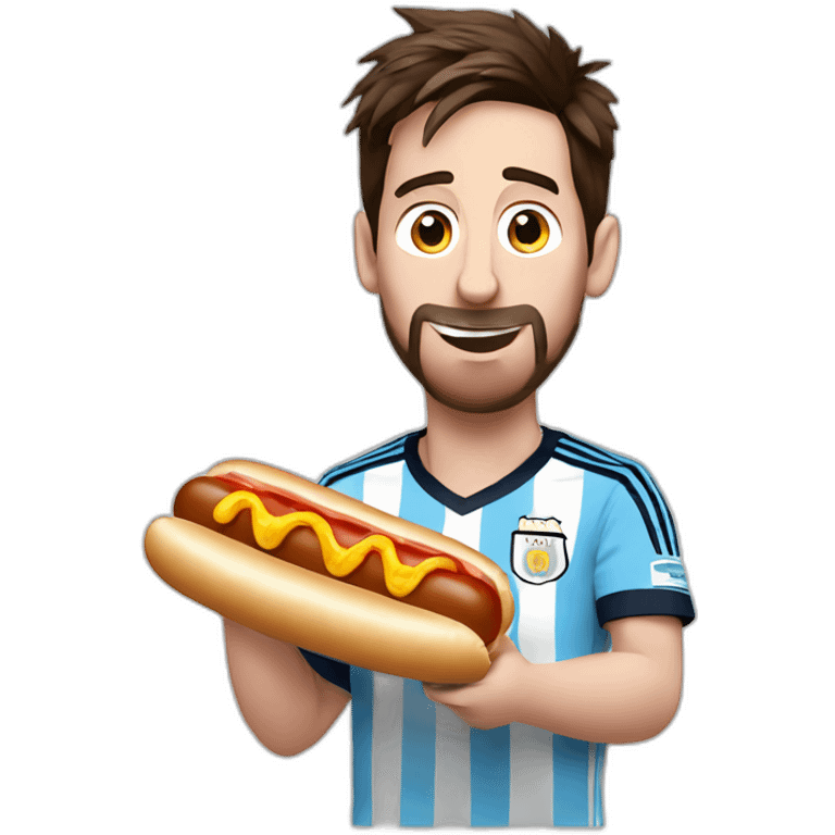 messi eating a hot dog in an argentinian shirt emoji