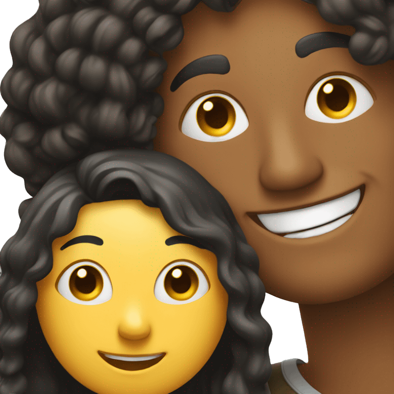 A covered woman and a man smiling in a selfie emoji