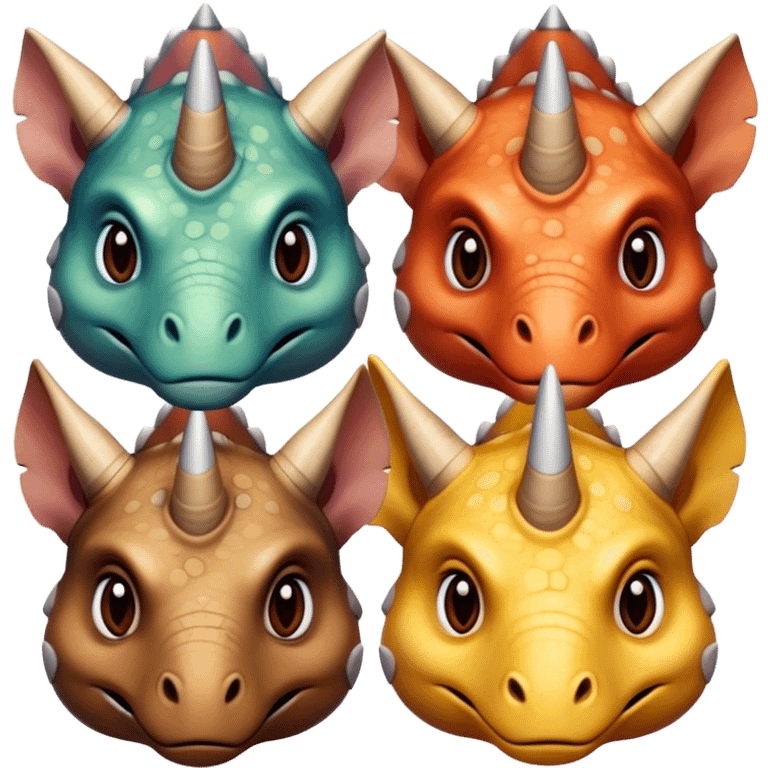 faces of different triceratops emoji