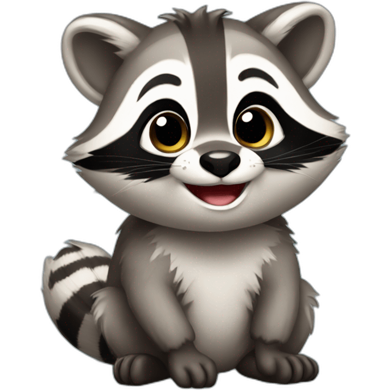 baby raccoon with confident smile emoji