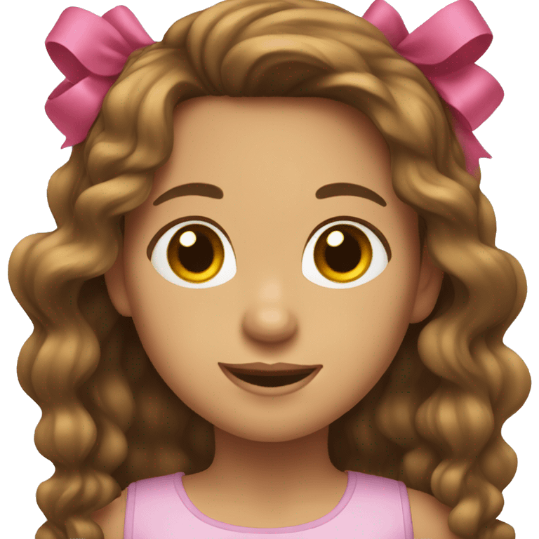 girl with brown wavy hair and a bow emoji