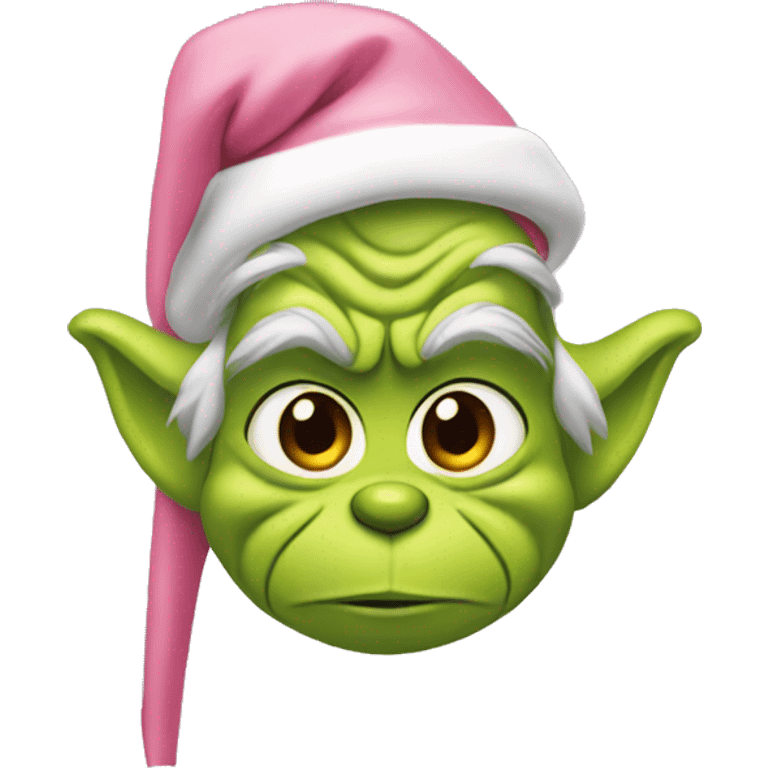 Grinch with a light pink santa hat emoji