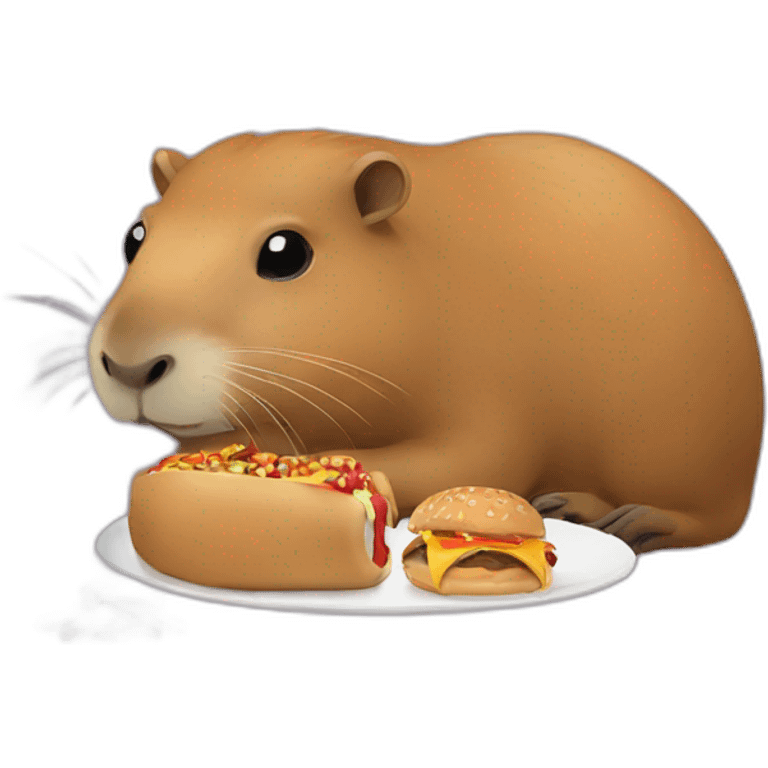 Capybara eating fast food emoji