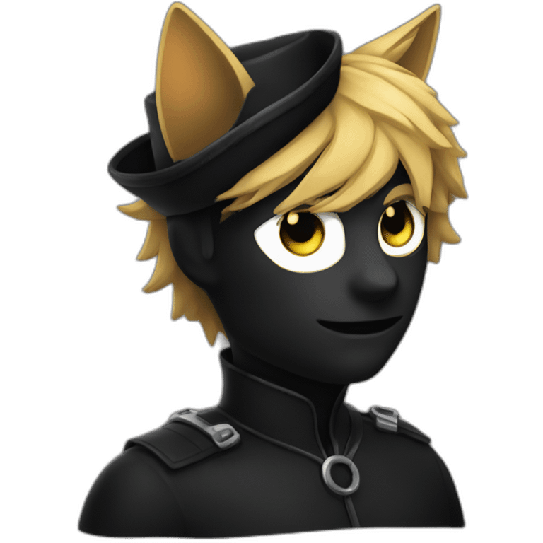 chat noir avec une petit tache noir sous le cou emoji