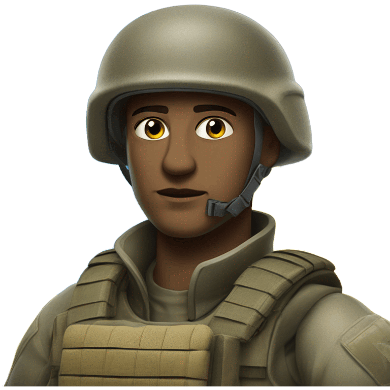 super realistic soldier with Ukrainian flag emoji