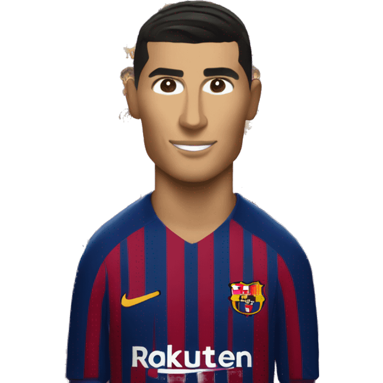 Cristiano Ronaldo at barcelona with the jersey emoji