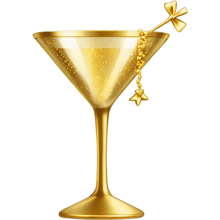 gold rimmed martini glass with tiny gold bows emoji