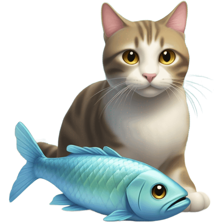 Cat eating fish emoji