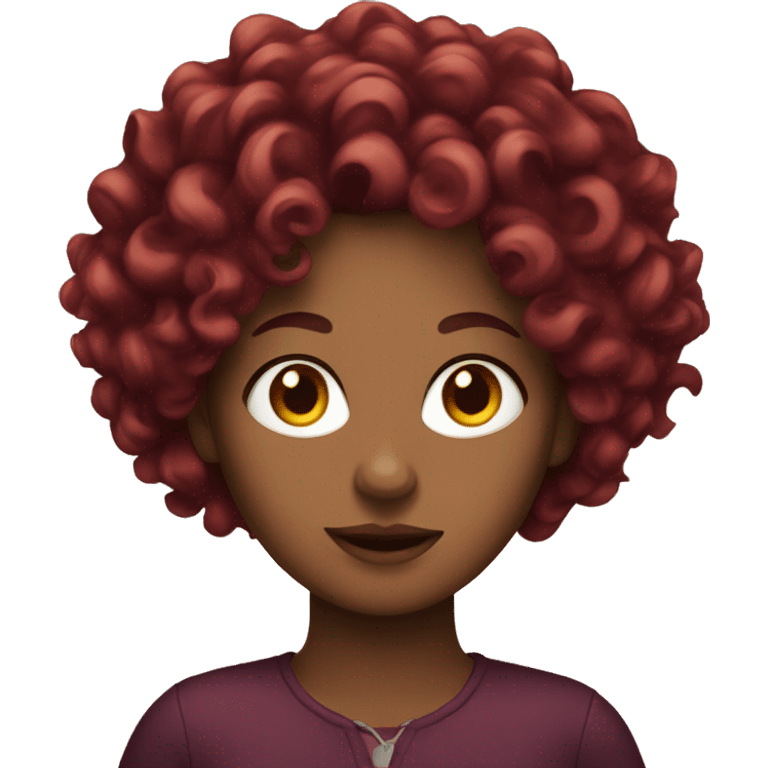 Curly women with burgundy hair emoji