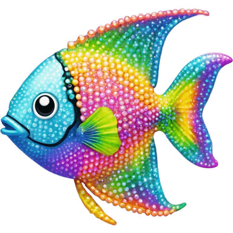 Lisa frank sparkly rainbow angel fish with pearls emoji