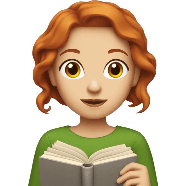 Redhead woman with book emoji