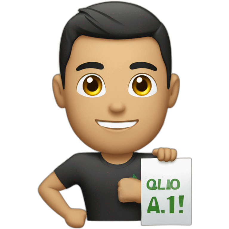 Cristiano Ronaldo holding a sign with Abdul Latif written on it emoji