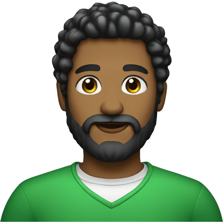 Homem branco cabelo preto e liso  olhos verdes barba preta  emoji