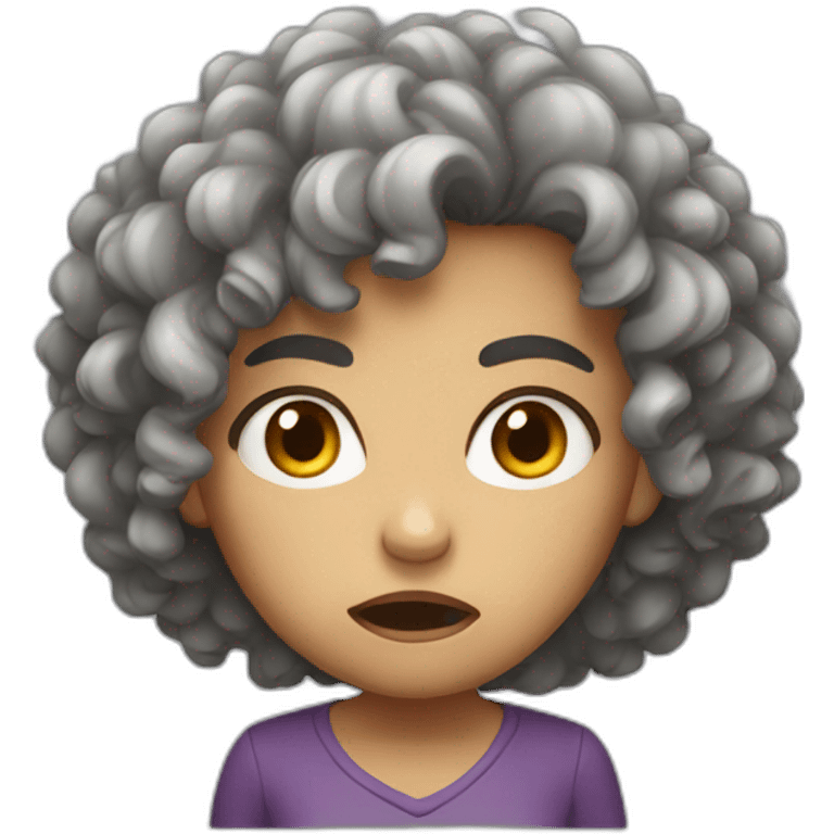 Angry girl with curly hair emoji