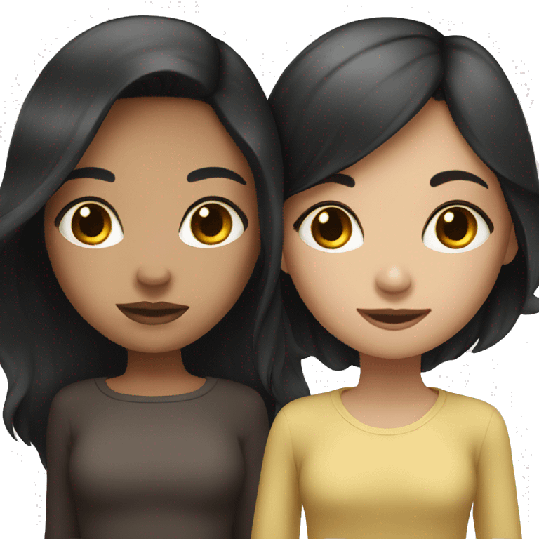 black haired girl with dark brown haired girl  emoji