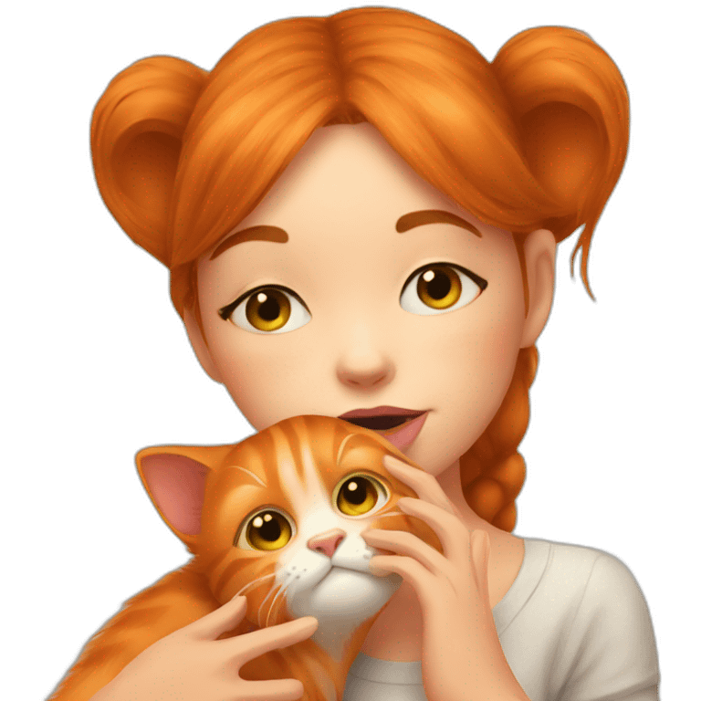 orang cat kisses a girl emoji