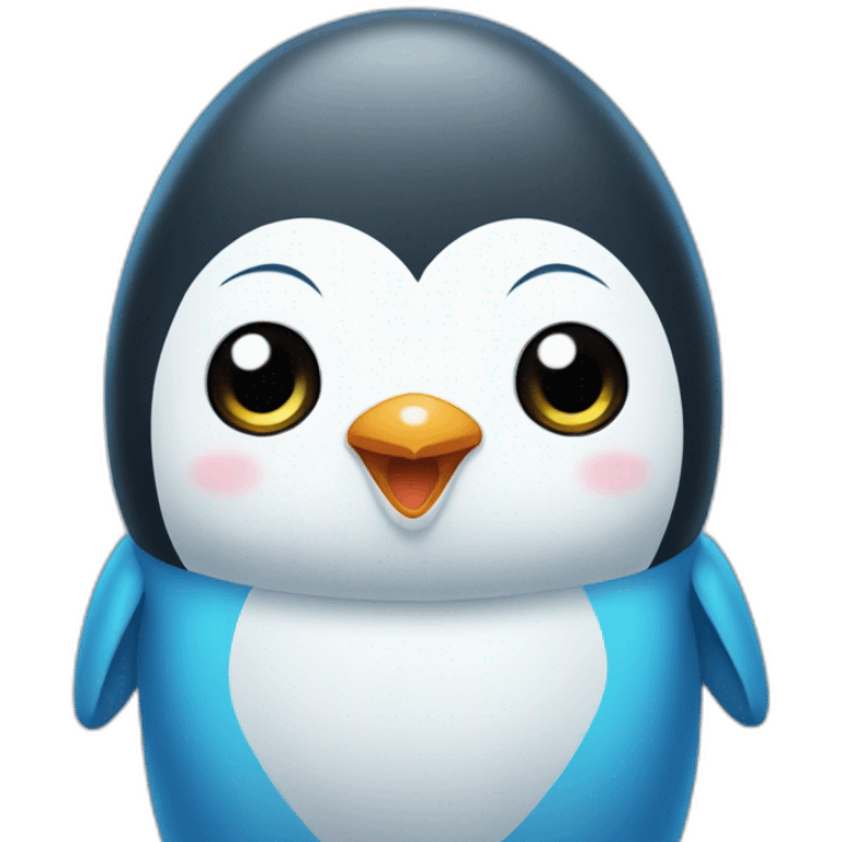 blue cute shibi penguin emoji