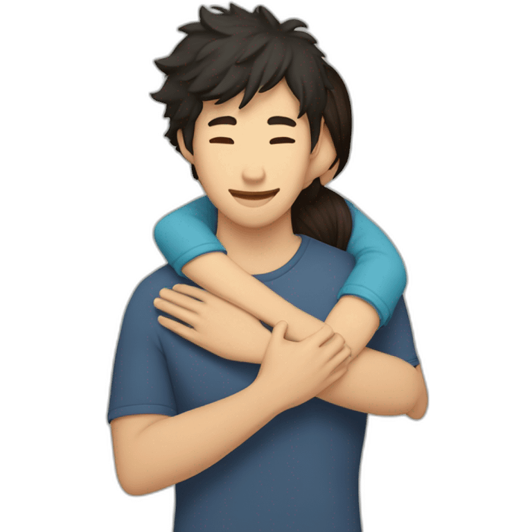 scruffy-brunette-man-hugging-asian-woman emoji