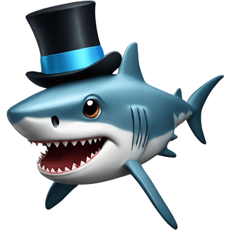 Shark with a top hat emoji