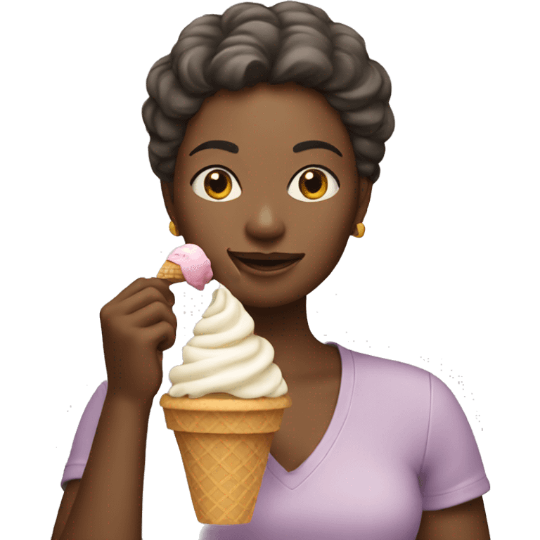 woman eating an ice cream emoji