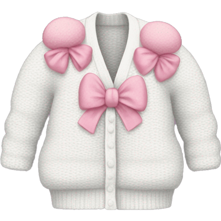 white puffy cardigan with pink bows emoji