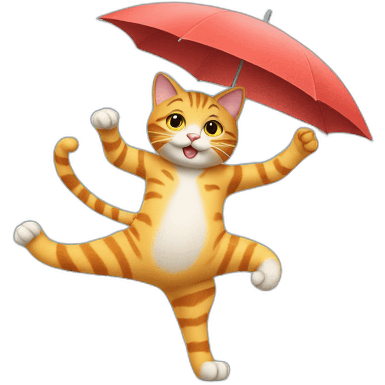 cat dancing with an umbrella emoji