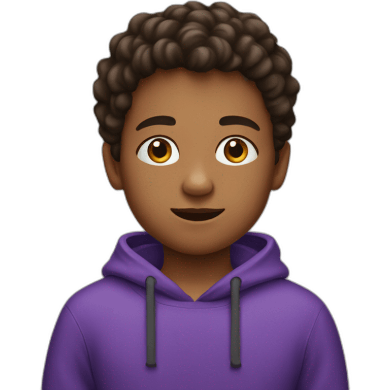 Q13 year old boy wearing jogging pants and a purple sweater emoji