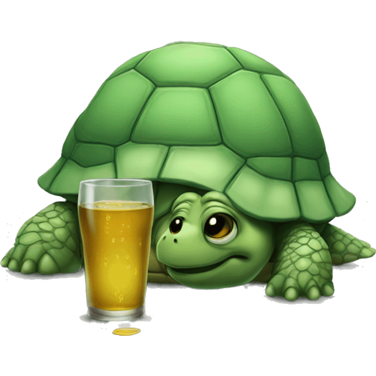 sad turtle drinking emoji