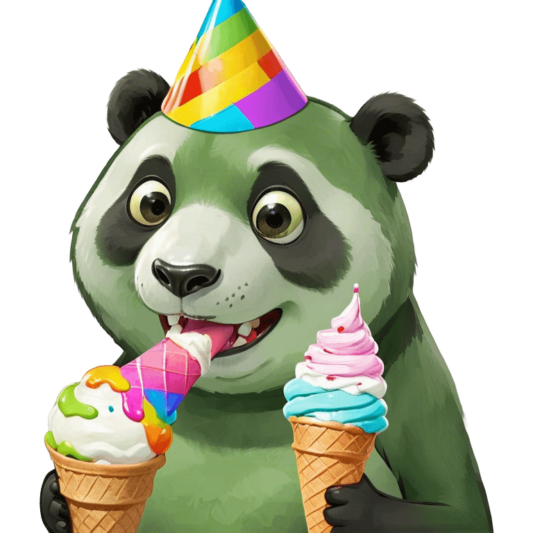 Panda eating ice cream emoji