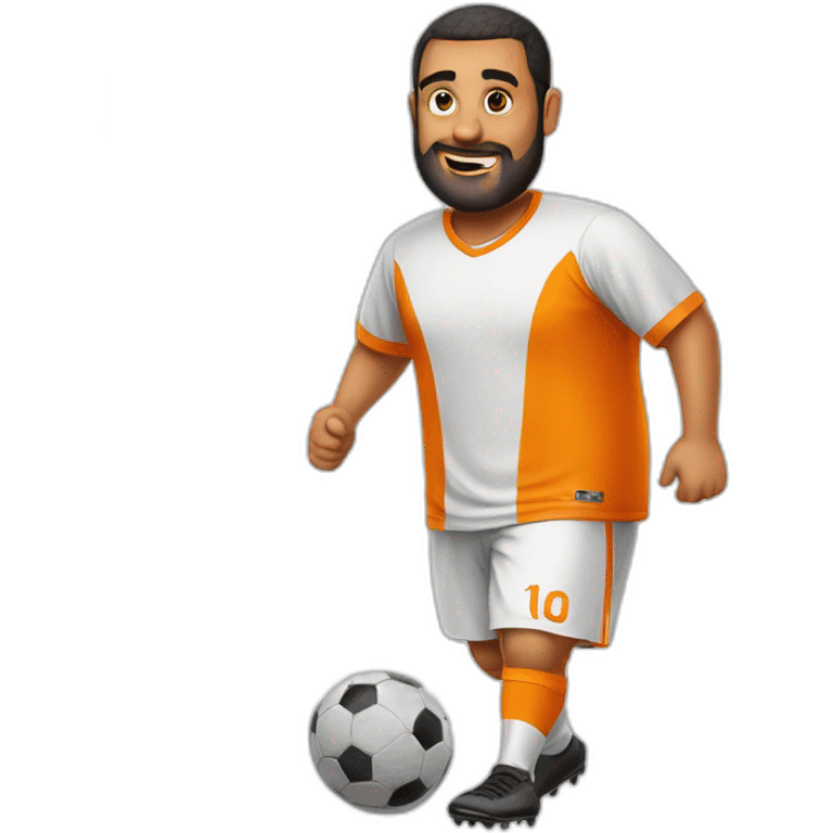 Fat arab man play soccer orange emoji