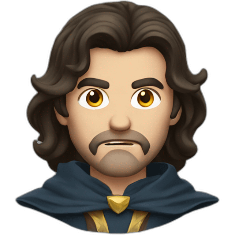 Brunette man with medium hair as wizard angry emoji